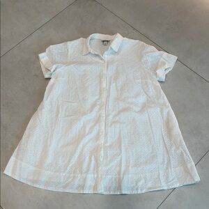 White Eyelet Button-Up Dress